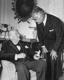 Sir Winston Churchill (1874-1965) with Elihu Elath, Israeli ambassador. Artist: Unknown