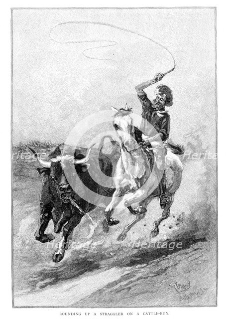 'Rounding Up A Straggler On A Cattle Run', Australia, 1886. Artist: Frank P Mahony