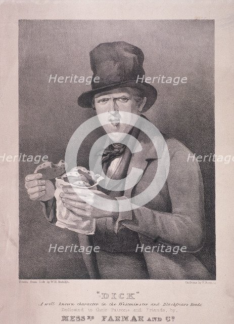 'Dick: A well known character in the Westminster and Blackfriars Roads', c1845. Artist: H Barnett