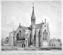South-east view of St James Church, Clapton, Hackney, London, c1860. Artist: Anon