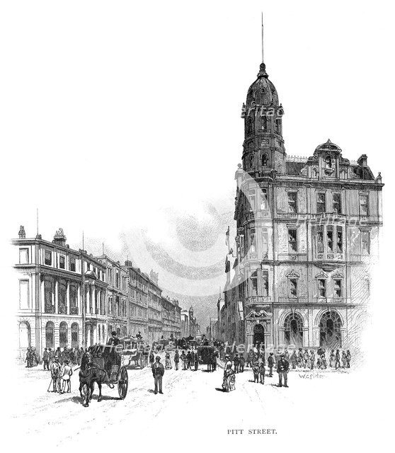 Pitt Street, Sydney, New South Wales, Australia, 1886.Artist: WC Fitler