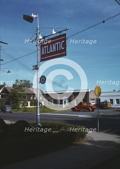 Street scene, with building of the Southington News, Southington, Connecticut, 1942. Creator: Charles Fenno Jacobs.