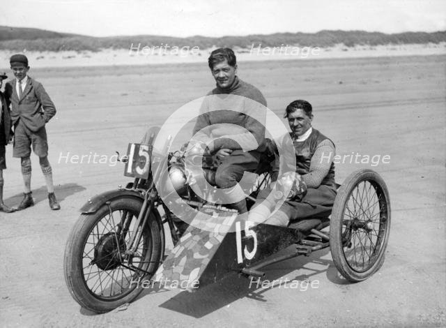 1927 Brough Superior, C.F. Edwards at Pendine sands. Creator: Unknown.