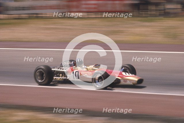 Graham Hill's Lotus at speed, Spanish Grand Prix, Jarama, Madrid, 1968. Artist: Unknown