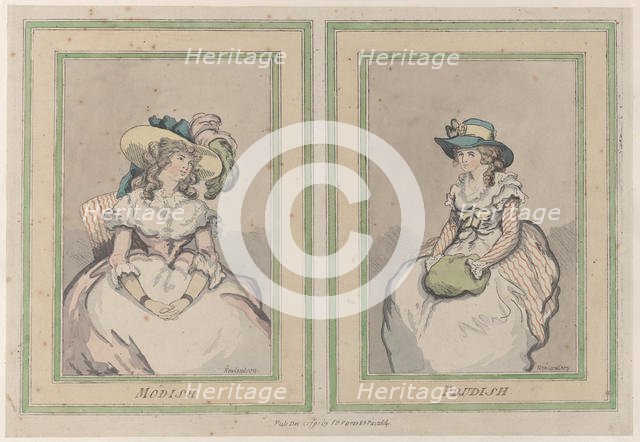 Modish and Prudish, December 1, 1791., December 1, 1791. Creator: Thomas Rowlandson.