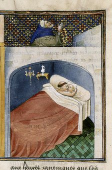 The monk sleeps with the wife while the husband is praying, 1460s. Creator: Anonymous.