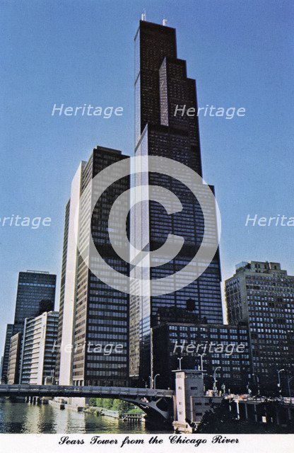 Sears Tower from the Chicago River, Chicago, Illinois, 1976. Artist: Unknown