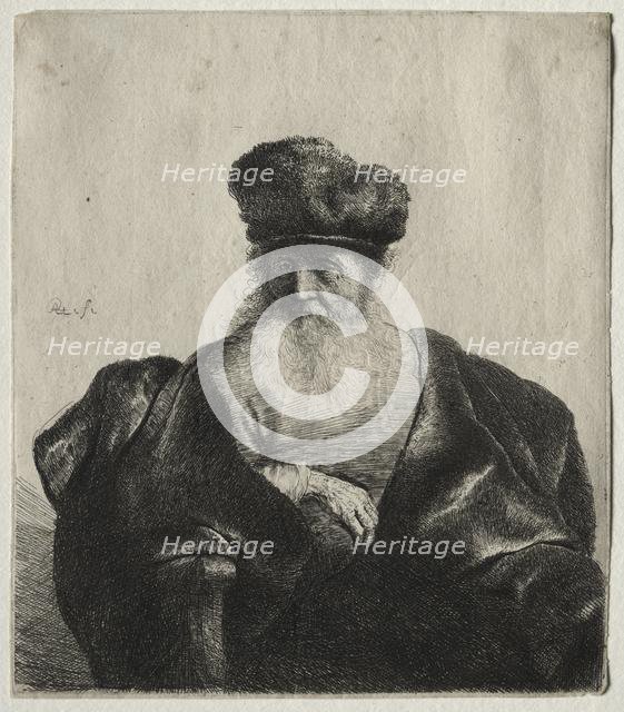 Old Man with Beard, Fur Cap, and Velvet Cloak, c. 1632. Creator: Rembrandt van Rijn (Dutch, 1606-1669).