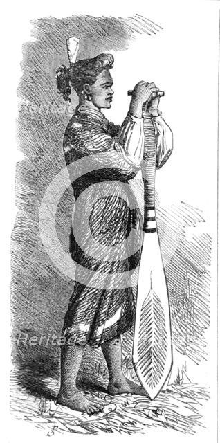 An Indian with a flag of truce, in Clayoquot Sound, Vancouver Island, 1864. Creator: Unknown.