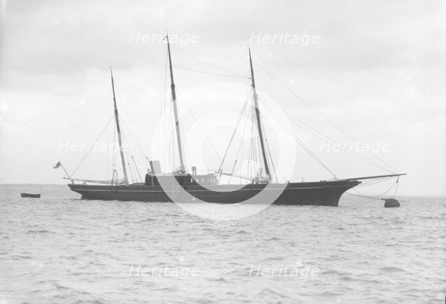 The steam yacht 'Stella' at anchor, 1912. Creator: Kirk & Sons of Cowes.