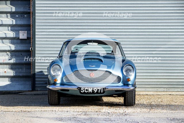 Front view of a 1961 Aston Martin DB4 GT SWB lightweight. Creator: Unknown.