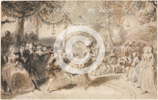 Costumed Dancers Performing in a Garden Tavern, 1756. Creator: Augustin de Saint-Aubin (French, 1736-1807).