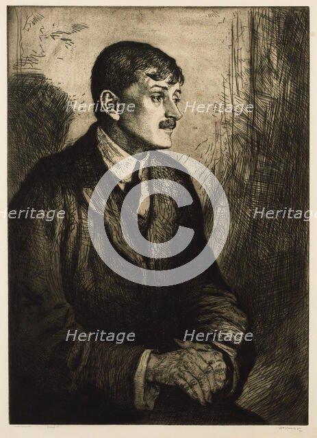 Portrait of the Poet John Masefield (1878-1967). Creator: Strang, William (1859-1921).