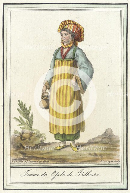 Costumes de Différents Pays, 'Femme de l'Isle de Pathmos', c1797. Creators: Jacques Grasset de Saint-Sauveur, LF Labrousse.