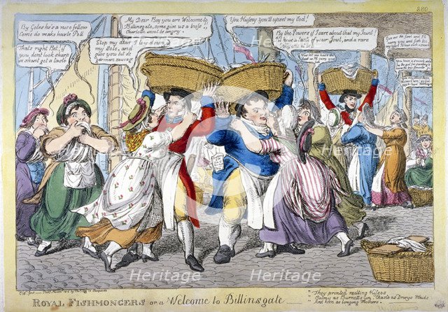 'Royal fishmongers, or a welcome to Billingsgate', 1816.  Artist: C Williams