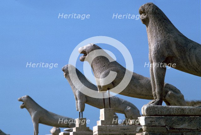 Marble lions at Delos in Greece, 7th century BC. Artist: Unknown