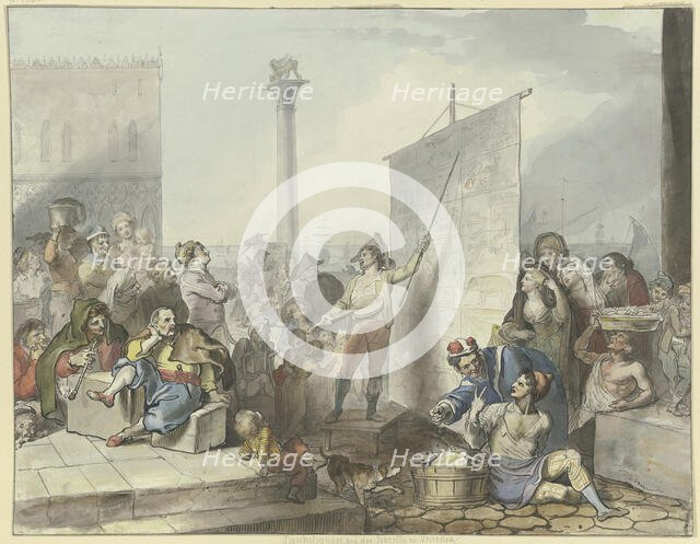 Street singers in the Piazzetta in Venice, 1797. Creator: Johann Heinrich Ramberg.