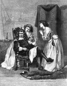 "Persuading Papa", by J. Pettie, A.R.A., in the Exhibition at the Gallery, 7, Haymarket, 1869. Creator: Unknown.