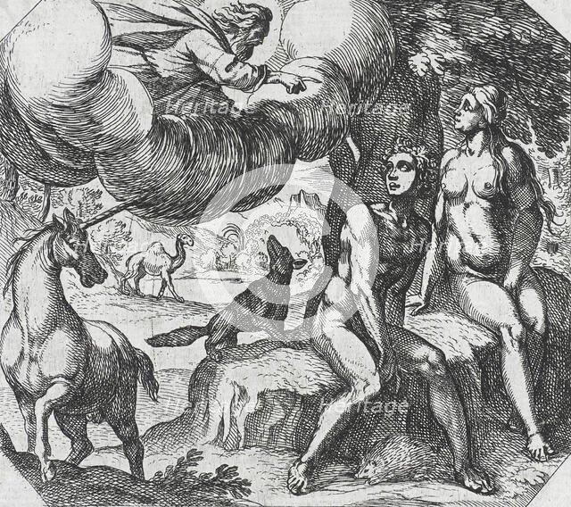 God Reproaching Adam and Eve for Their Disobedience, 16th century. Creator: Antonio Tempesta.