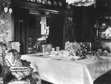 Dining room with table setting for four, Mrs. Phoebe Apperson Hearst's home...California, 1920s Creator: Frances Benjamin Johnston.