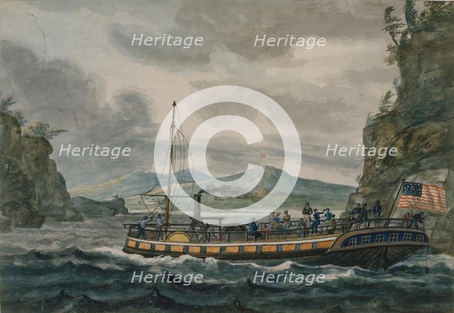 Steamboat Travel on the Hudson River, 1811-ca.1813. Creator: Pavel Petrovic Svin'in.