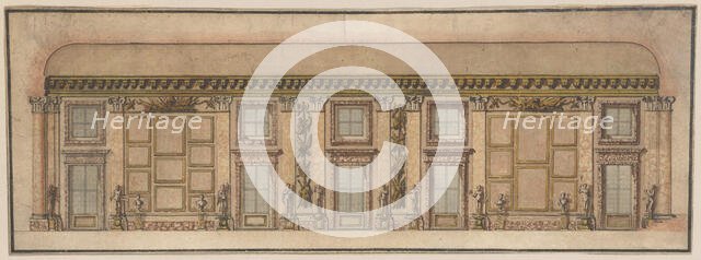 Elevation of the Gallery in the Palazzo Doria-Pamphilj, Rome, ca. 1650. Creator: Anon.