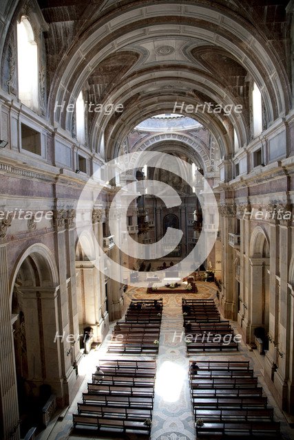 The nave and choir of the basilica in the Mafra National Palace, Mafra, Portugal, 2009. Artist: Samuel Magal