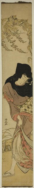 Woman under Windblown Wisteria, c. 1780. Creator: Torii Kiyonaga.
