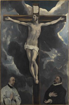 Christ on the Cross adored by two Donor, End of 16th cen.. Creator: El Greco, Dominico (1541-1614).