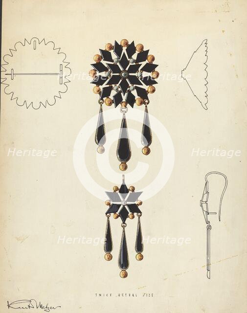 Brooch and Earring, 1935/1942. Creator: Kurt Melzer.