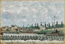 Le Déversoir et l'écluse à Saint-Ouen-L'Aumône, 1872. Creator: Pissarro, Camille (1830-1903).