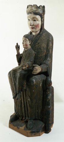 Virgin and Child from Gosol. Polychrome carving, 12th century. Creator: Unknown.