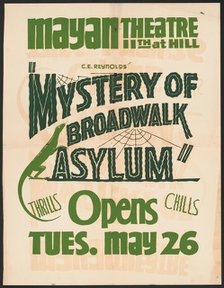 Mystery of Broadwalk Asylum, Los Angeles, 1938. Creator: Unknown.