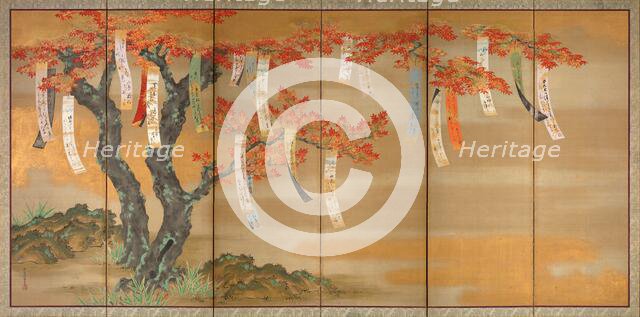 Autumn Maples with Poem Slips, 1654/81. Creator: Tosa Mitsuoki.