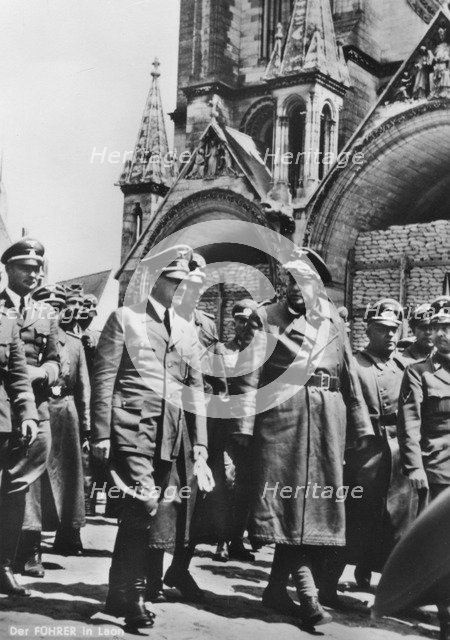 Adolf Hitler visiting the occupied city of Laon, France, World War II, 1940. Artist: Unknown