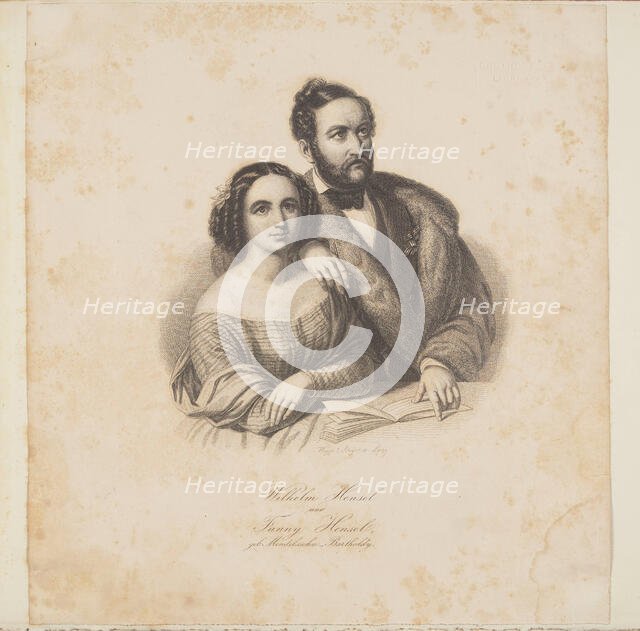 Composer Fanny Hensel, née Mendelssohn Bartholdy, and her husband, Wilhelm Hensel, 1846. Creator: Singer, Johann Paul (1823-?).