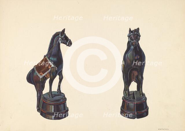 Horse on Barrel Bank, c. 1938. Creator: William O. Fletcher.