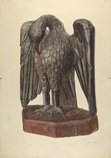 Hand Carved Eagle, c. 1938. Creator: John Cutting.