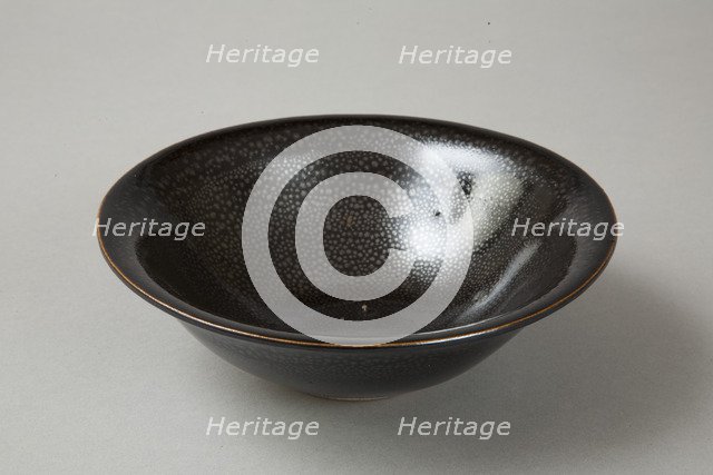 A 20th century copy of buff-bodied Cizhou-type bowl with oil spot glaze, 20th century. Artist: Unknown.