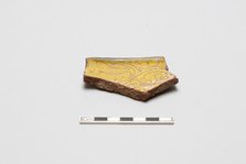 sherd, red body, white slip, yellow glaze, Mamluk period, 1250-1517. Creator: Unknown.