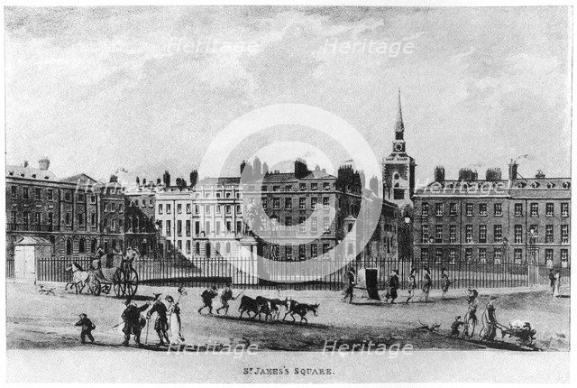 St James's Square, London, c18th century (1907). Artist: Unknown