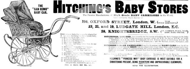 Advertisement for Hitching's Baby Stores, 1898. Creator: Unknown.