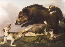 Wild boar hunting, 1792-1831. Creator: Christian David Gebauer.
