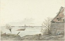 View of the flooded Ransdorp, February 1825. Creator: Gerrit Lamberts.