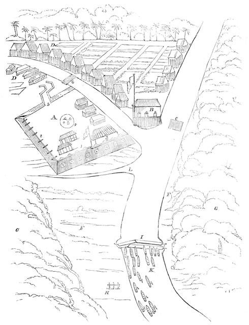 Plan of attack on the Borneo pirates, 1845. Creator: Unknown.