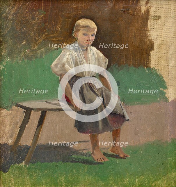 Study of a Seated Peasant Girl, 1880-1900. Creator: Ladislav Mednyanszky.