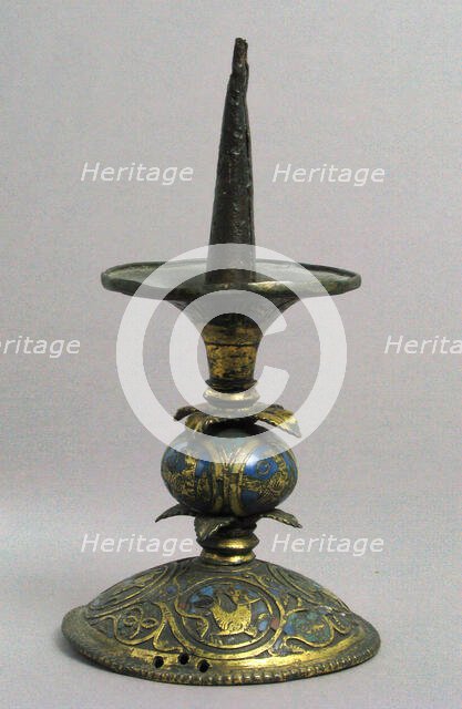 Pricket Candlestick with Birds, Vines, and Leaves, German, 1175-1200. Creator: Unknown.