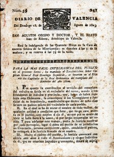 Diario de Valencia, No. 59 of Sunday August 28, 1803.