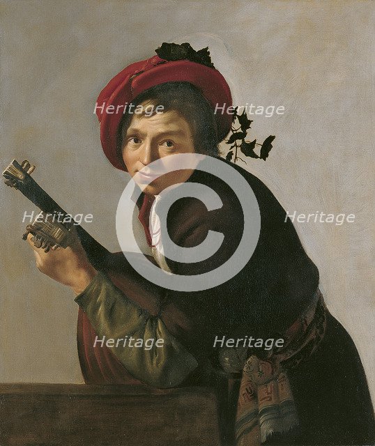 Young Man Playing a Theorbo. Artist: Bronckhorst, Jan Gerritsz van (1603-1661)