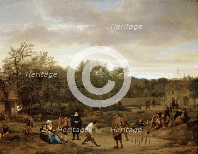 Peasants playing bowling, c. 1655.